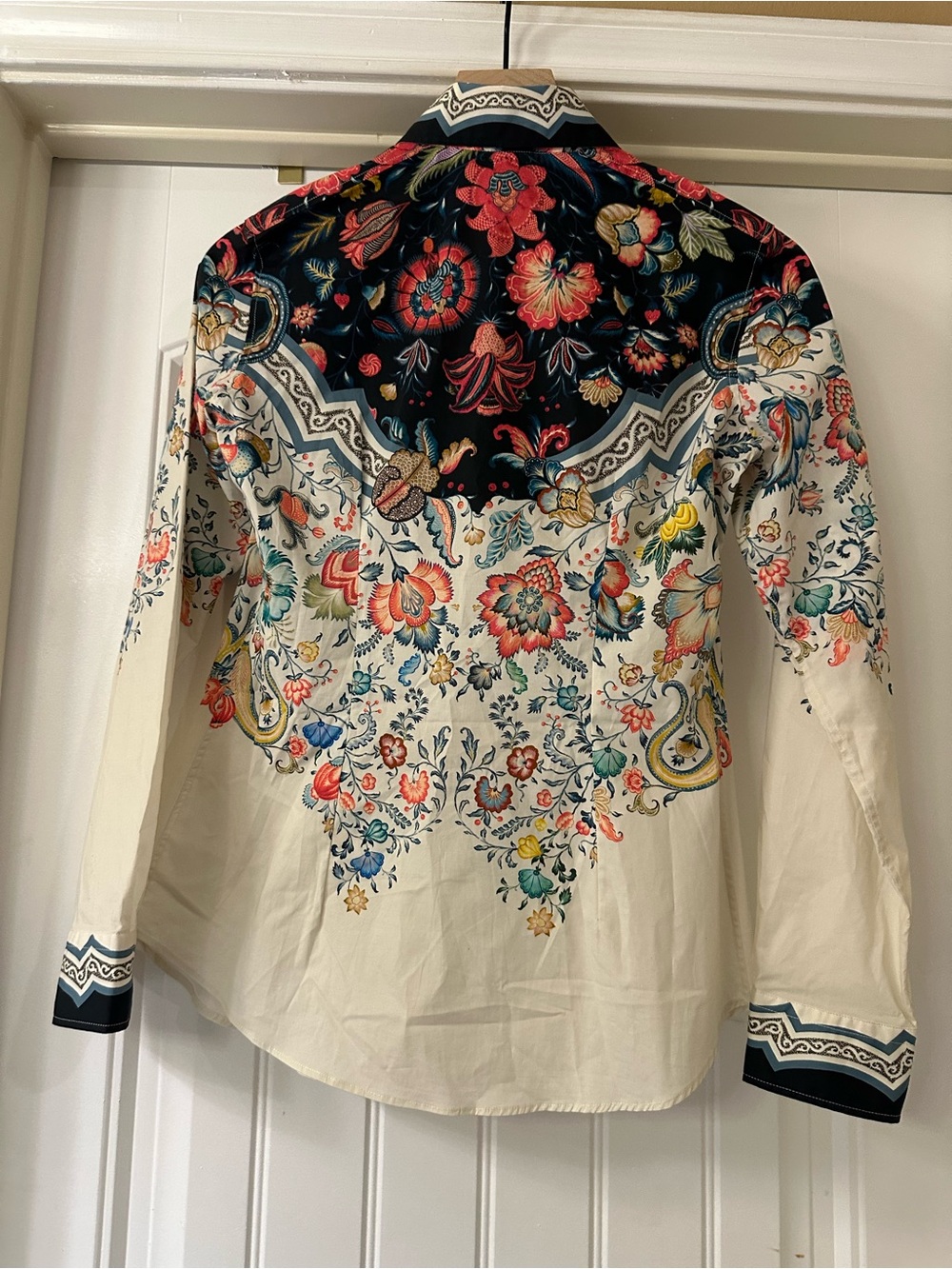 Etro Italian Paisley Button Up Colorful Long Sleeve Blouse size 40 - small - Picture 4 of 7